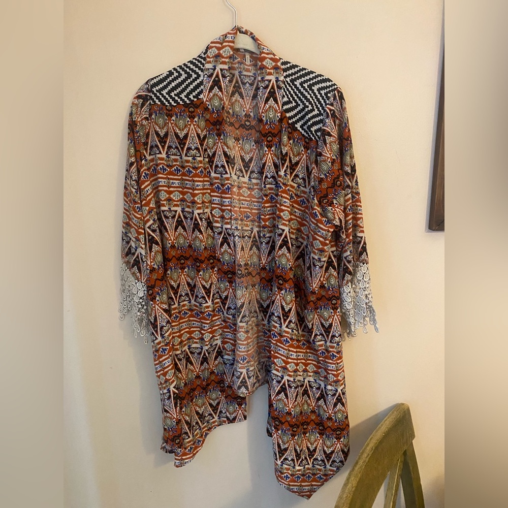 BKE open cardigan, Aztec design